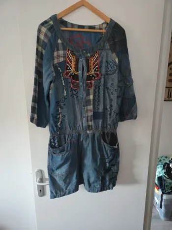 Robe chemise en jean femme motifs 100% coton TBE taille 42 Desigual