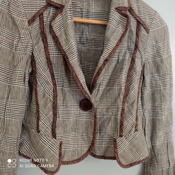 Blazer marron à carreaux t36/38 - photo numéro 3