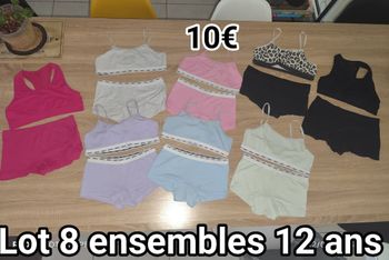 Lot de 8 ensembles de sous vêtements 12 ans