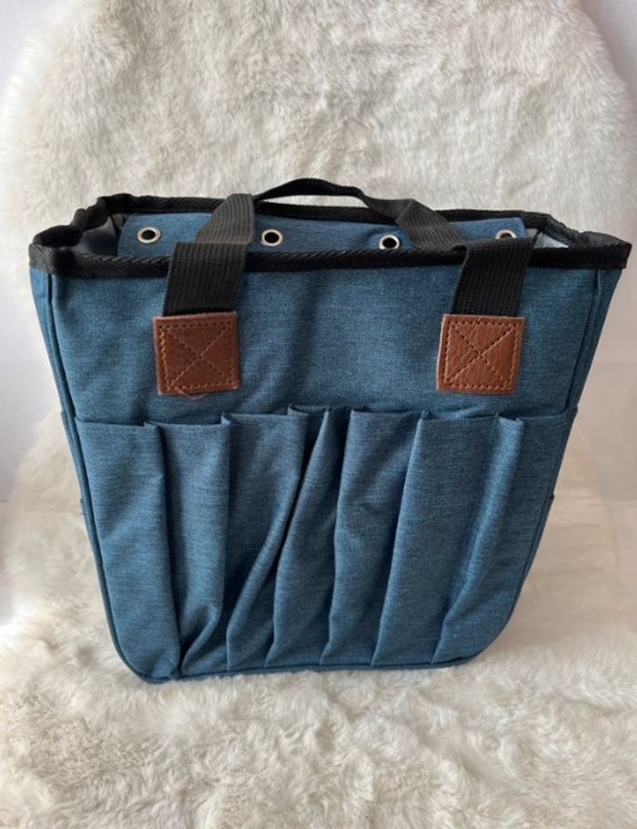 Sac rangement scrapbooking 28 x 28 x 12 cm bleu, Blue jeans - photo numéro 3