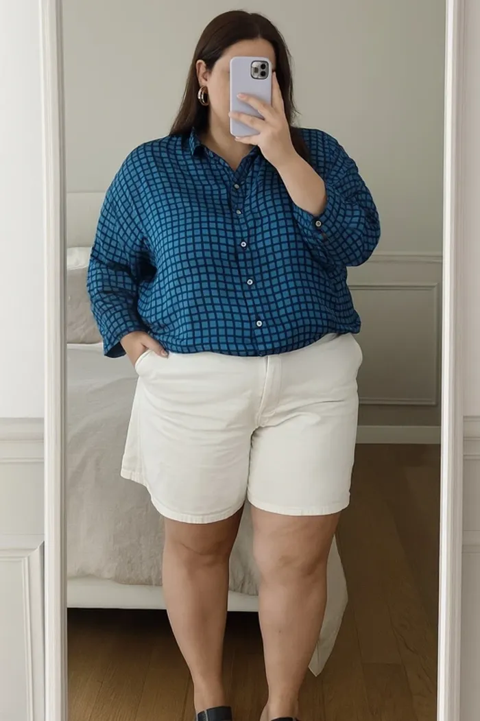 Chemise bleue en viscose et soie Senes taille 44