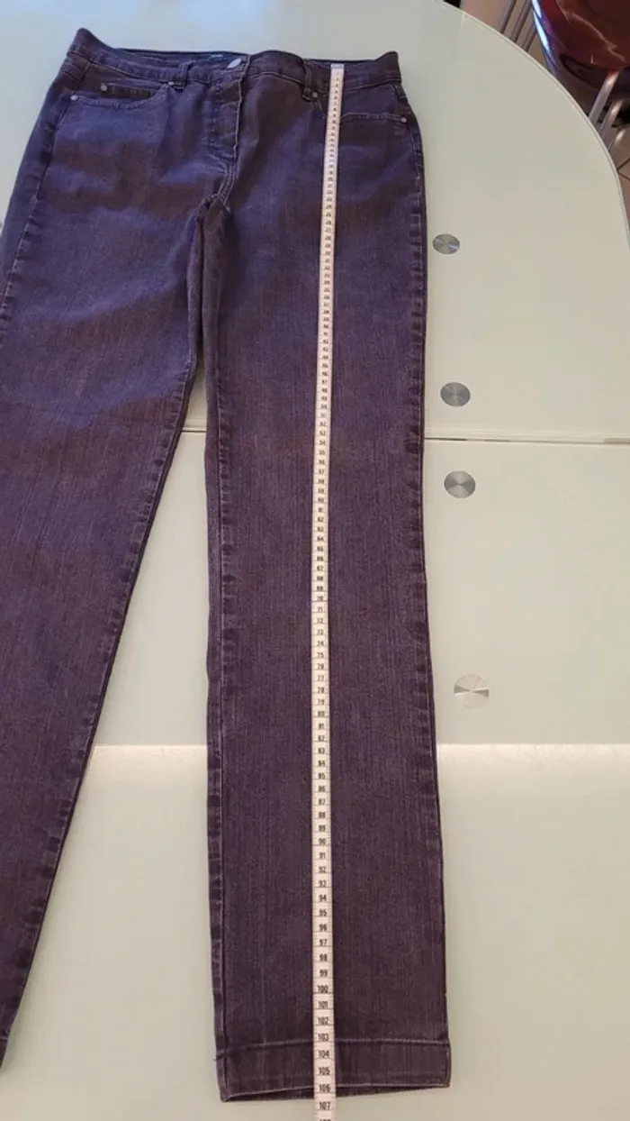 Jean droit taille haute violet 88% coton - photo numéro 8