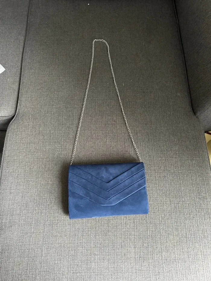 Sac pochette en daim femme, bleu
