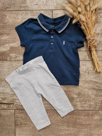 🌼Ensemble polo bleu Obaibi et pantalon DPAM 6mois