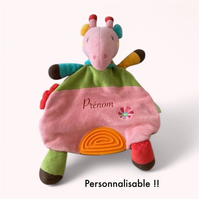 Peluche doudou plat 28cm Babysun Peppa Pig cochon rose et vert très bon état - photo numéro 5