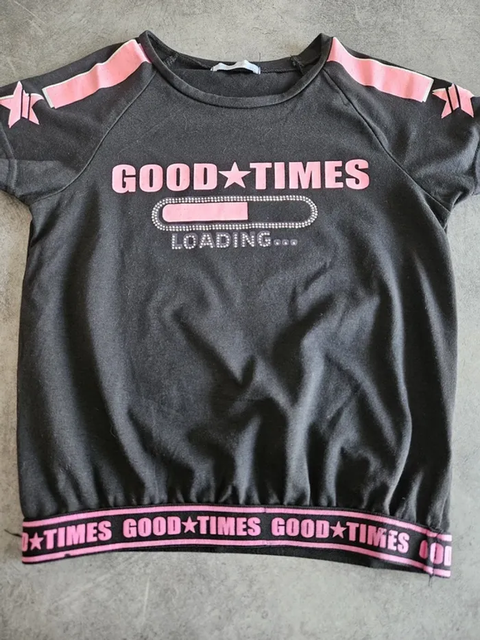 T-shirt à manches courtes fille - Taille 10 ans - Papillon - Noir et rose - photo numéro 6