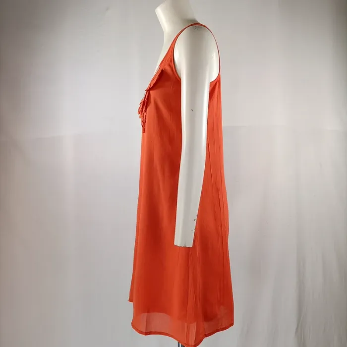 Robe Orange été, avec sequins Robe fluide sans manche - See you soon - Taille S A1121 - photo numéro 3