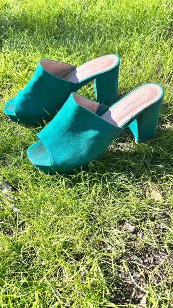 👠 mules verte turquoise talon carré pointure 41 #sweetshoes