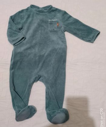 Kiabi pyjama velours vert 9 mois