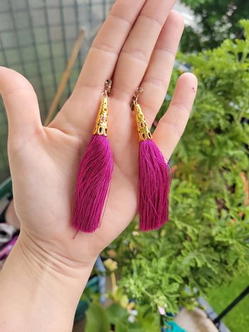 Clips fils de coton ponpons violet