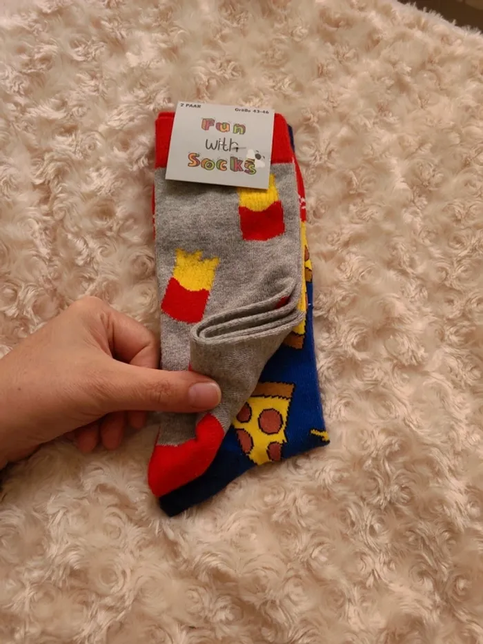 2 paires de chaussettes original Frites et Pizzas Neuve