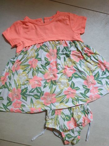 Robe tropicale corail 12 mois