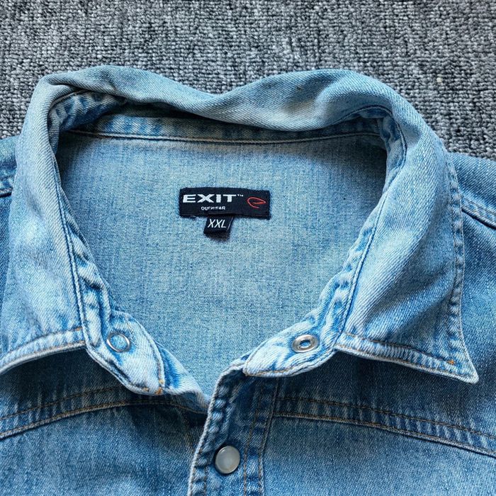 Chemise en Jean Homme Exit – Style Western – Délavage Bleu Clair – Taille L Vintage - photo numéro 2