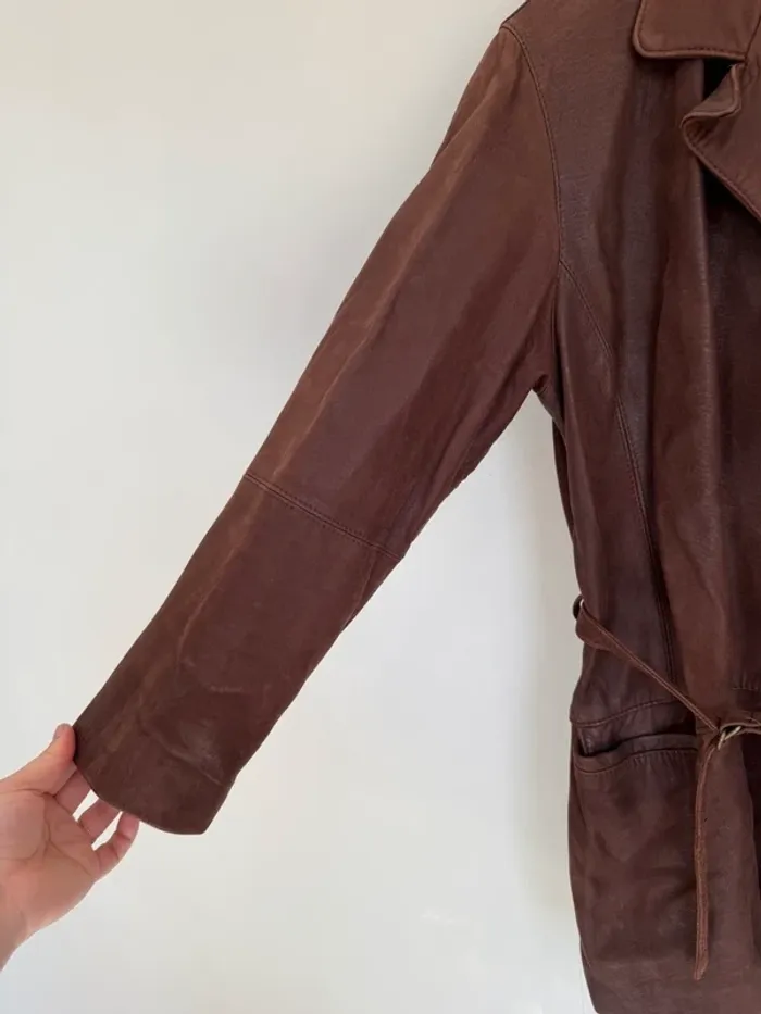Veste en cuir marron Tehen - photo numéro 4