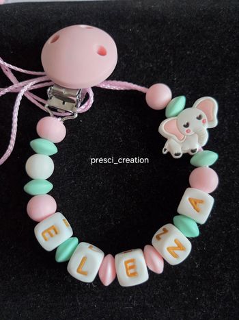 Attache tétine silicone éléphant fille