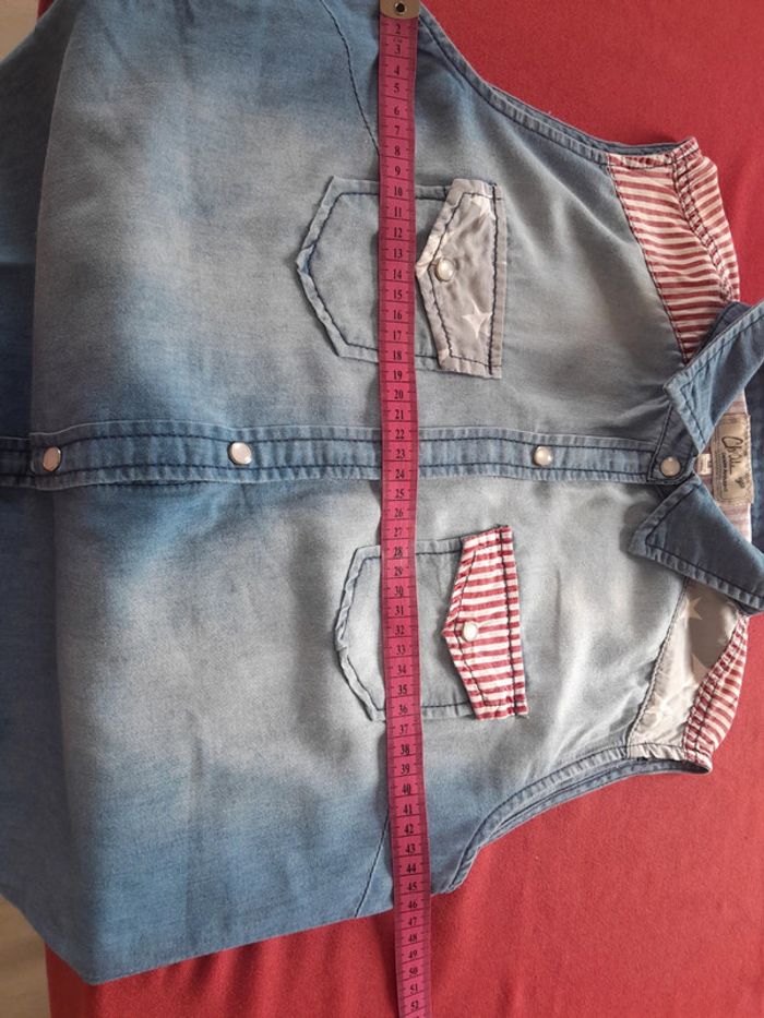 Chemise sans manche imprimé effet jean Chi Ole denim architect - photo numéro 10