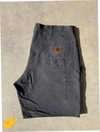 Short cargo coupe large Carhartt gris foncé homme men W38 FR48 US vintage workwear SHO158b