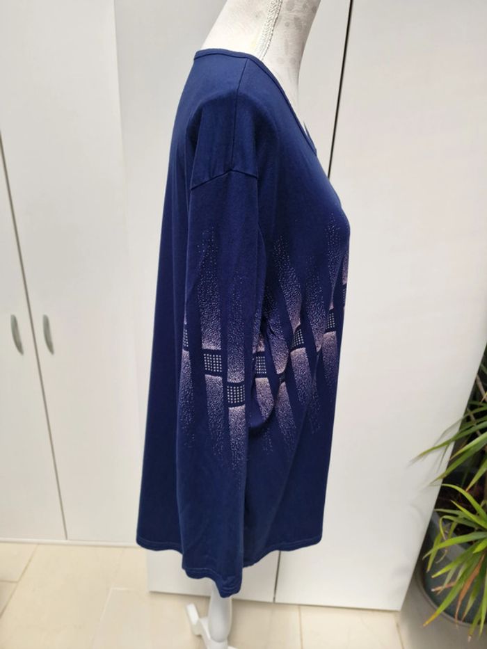 Tunique Bleu Marine Imprimé Blanc Paillettes - photo numéro 7