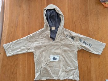 Tee-shirt manches longues doublé à capuche 12 mois