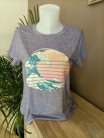 T-shirt violet imprimé Plage