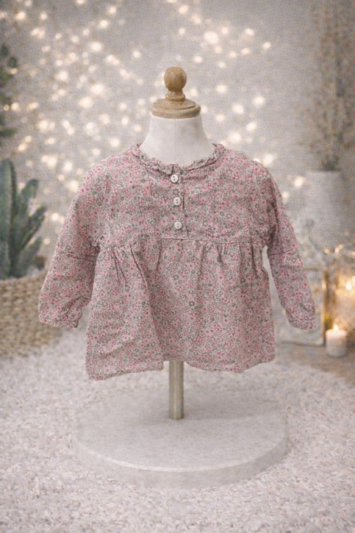 Blouse bébé Mini Adélie 12M – Rose fleuri