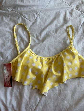 Haut de maillot de bain jaune à pois blanc volant taille M/38 Penti neuf