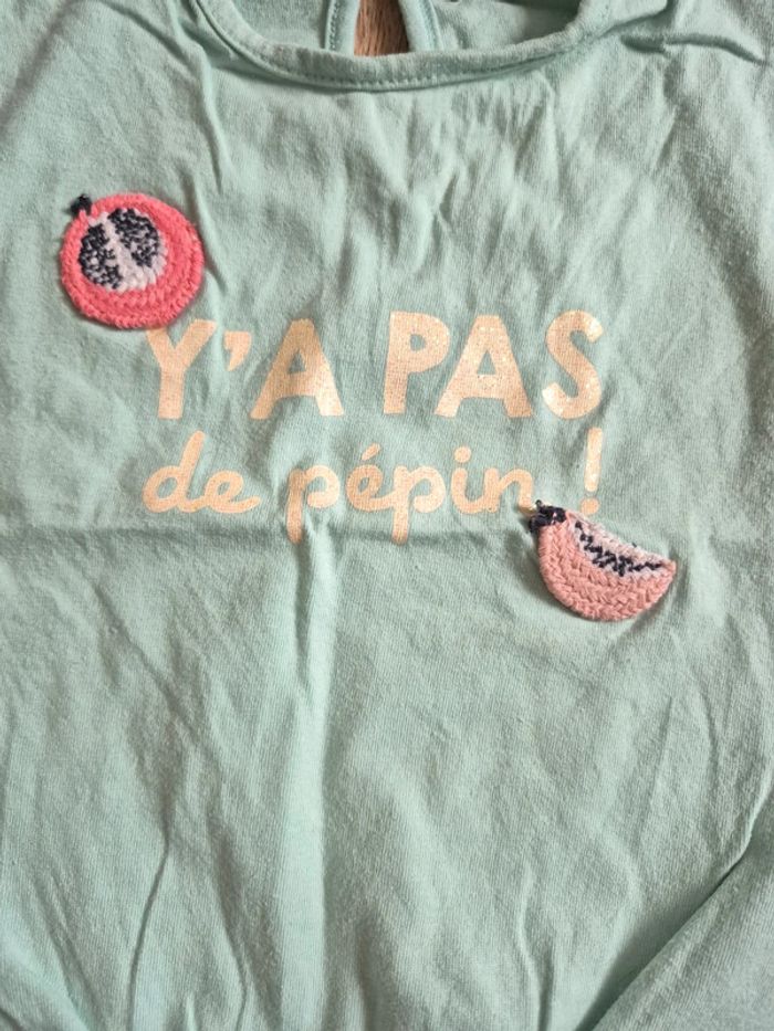 Ensemble 18 mois tee shirt manches longues, legging lisserai doré, Tee-shirt manche courte fruit - photo numéro 11