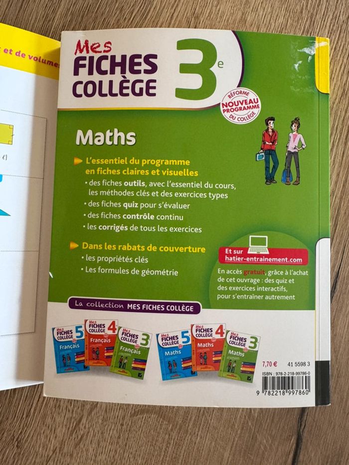 Mes fiches collège maths 3 eme brevet hatier   neuf - photo numéro 10