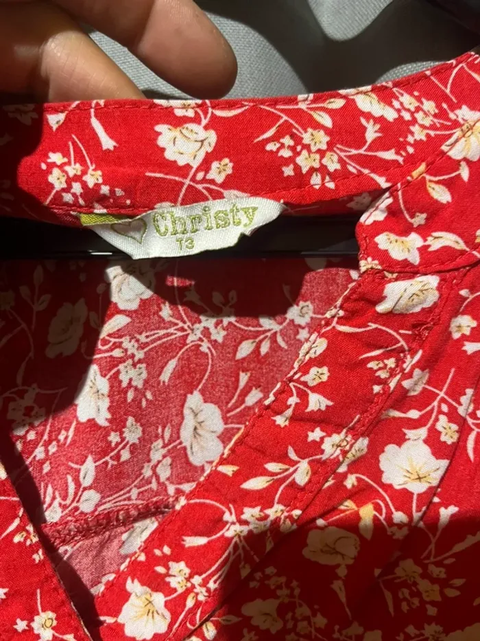 Blouse christy fleuri rouge - photo numéro 4