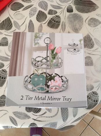 Plateau à miroir en métal a 2 niveaux