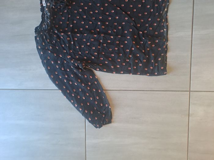 Blouse fluide noir à pois Gemo Taille 44 - photo numéro 3