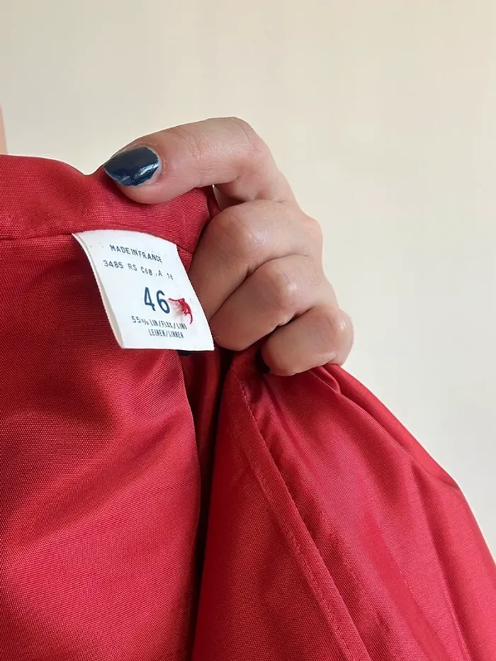 Veste tailleur vintage années 80 à manches courtes rouge taille L/XL 🥀 - photo numéro 7