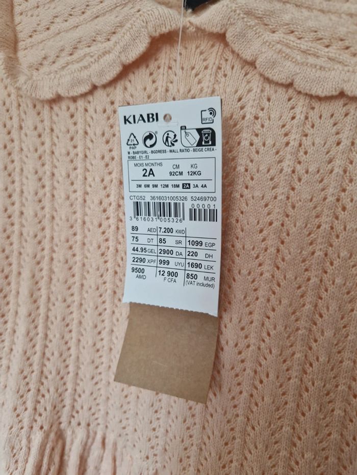 Robe tricot maille rose abricot 24mois neuve - photo numéro 3