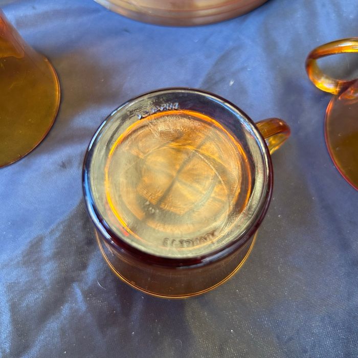 Service 6 tasses et soucoupes Duralex ambre vermeil - photo numéro 9