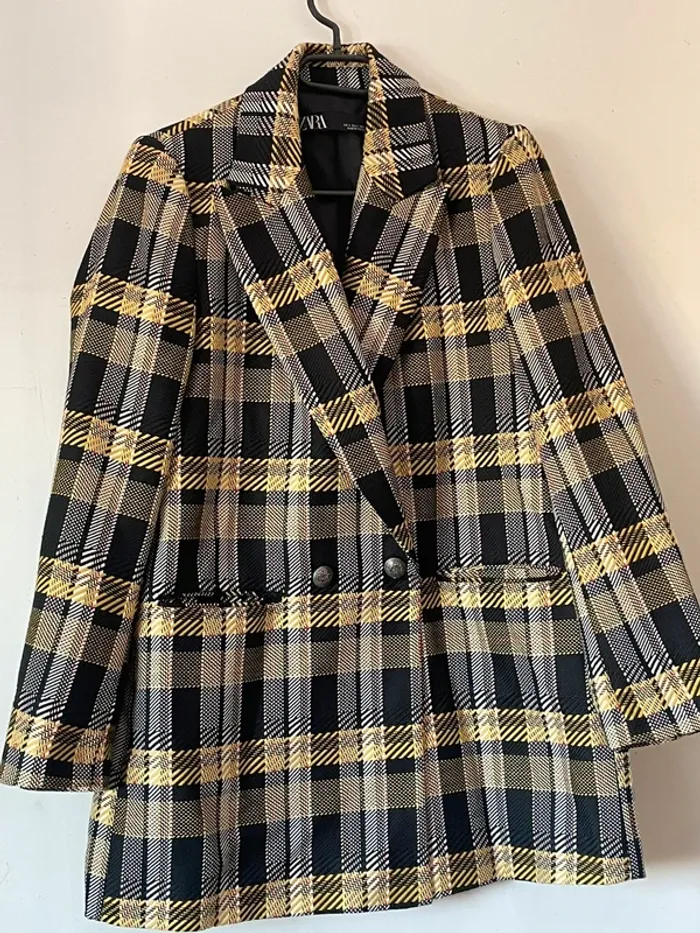 Zara Veste blazer tailleur à carreaux oversize taille S - photo numéro 10