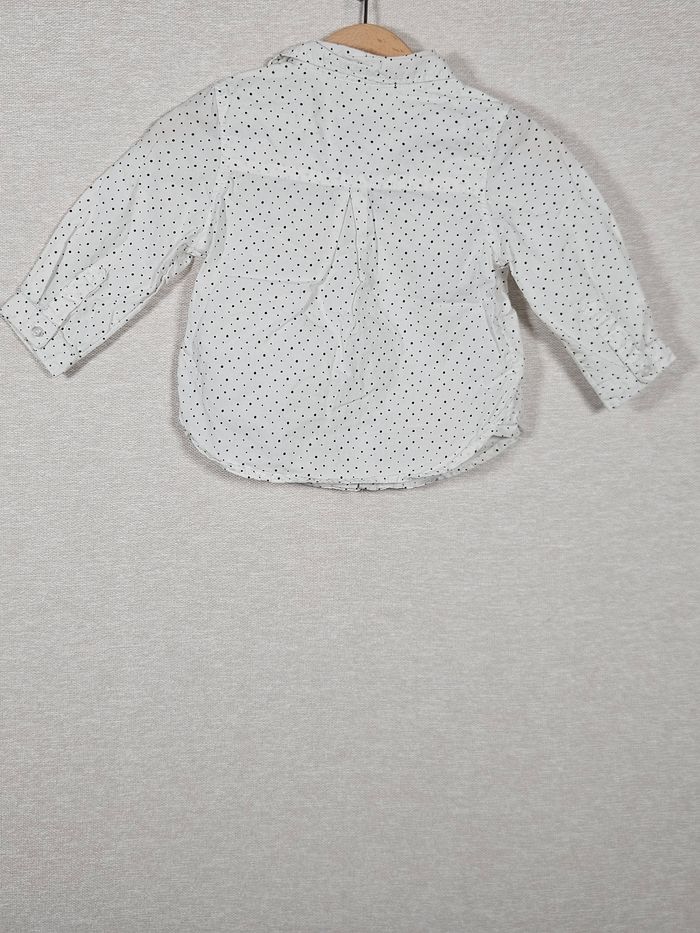 Chemise manches longues blanche a pois noir kiabi 9 mois 69-72cm - photo numéro 6
