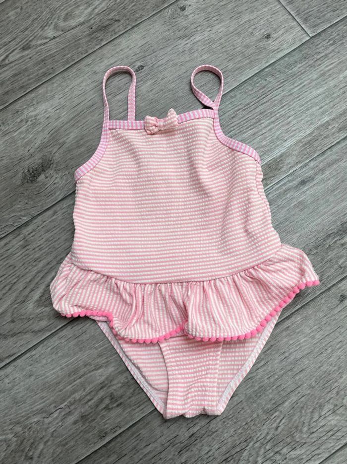 Maillot de bain 1 pièce rose avec volants noeud. Mes petits cailloux