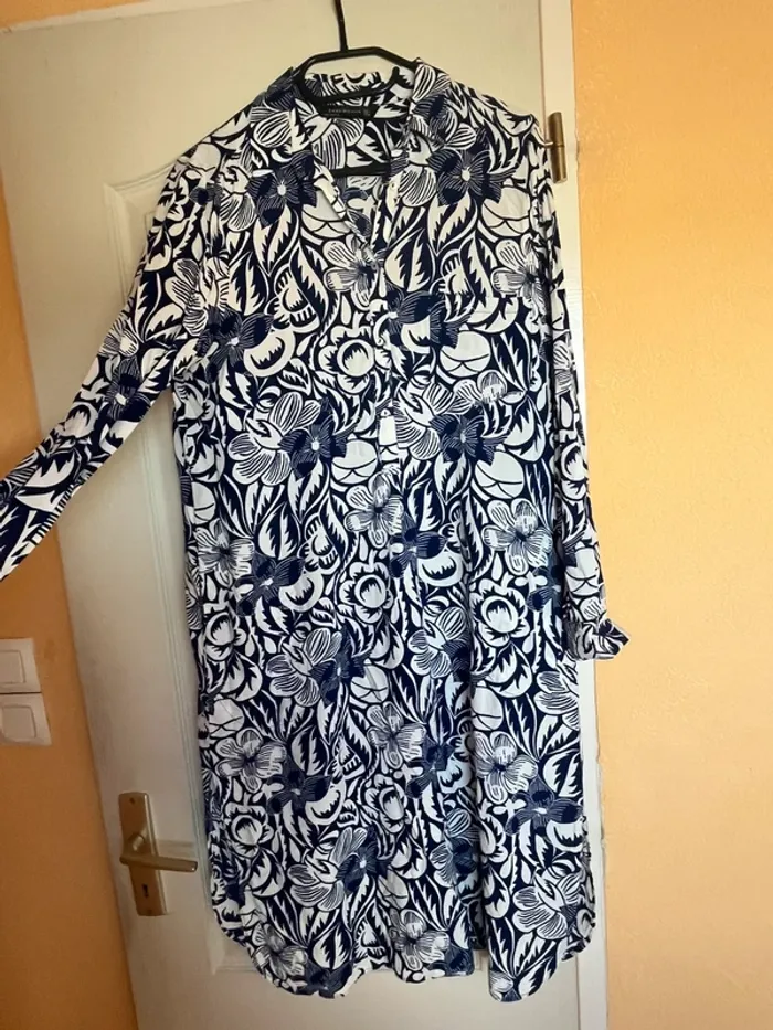 robe chemise zara bleu et blanc - photo numéro 3