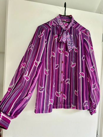 Chemisier vintage fleuri mauve violet t38