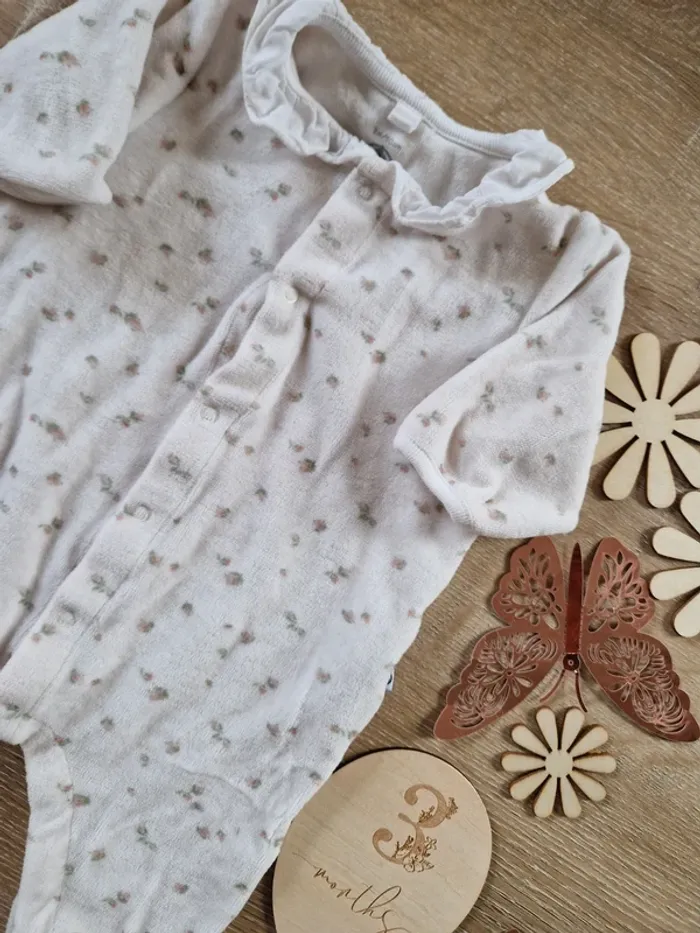 Pyjama 1 pièce a col en dentelle blanc Petit Bateau bébé fille - photo numéro 2