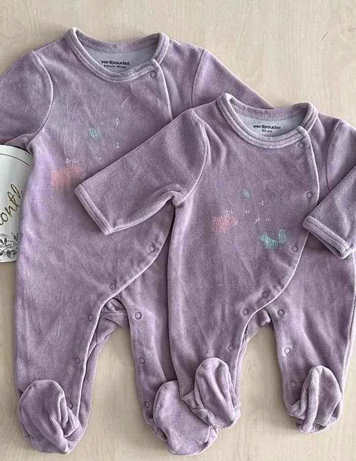 Lot de 2 pyjamas fille vertbaudet 1 et 3 mois 50-60 cm - photo numéro 5