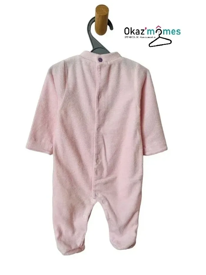 Pyjama / dors-bien en velours rose “Drôles d’amis” - fille 3 mois - photo numéro 4