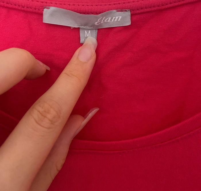 Pull col rond, manches bouffante qui arrive au-dessus du coude, fuchsia, Etam, M, 95% coton - photo numéro 5