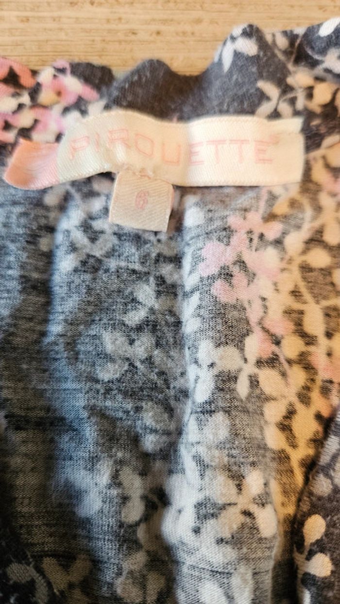 Robe cache coeur à manches longues, grise avec fleurs, Pirouette, 6 ans - photo numéro 6