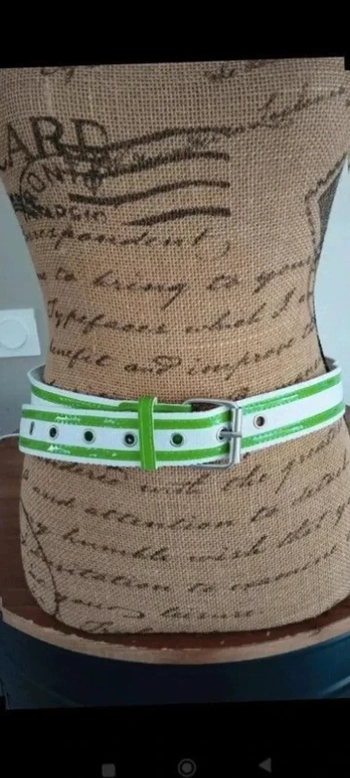 ceinture a bandes verte et blanche mixte 100 cm - photo numéro 9
