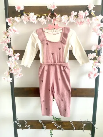 Ensemble Minnie salopette et t-shirt manches longue Disney taille 18 mois excellent état