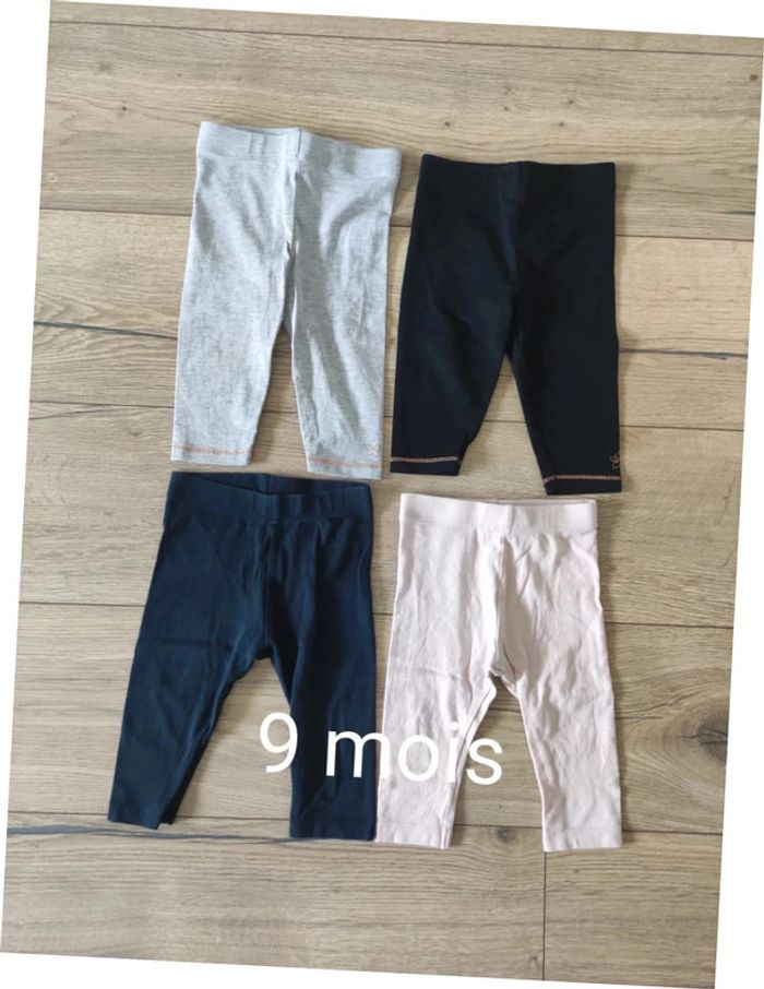 Lot 4 leggings fille 9 mois