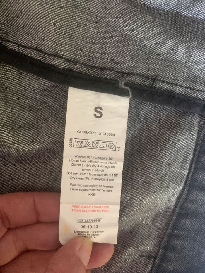 Veste en jean noire Ikks brillant manches similicuir taille 36 - photo numéro 9