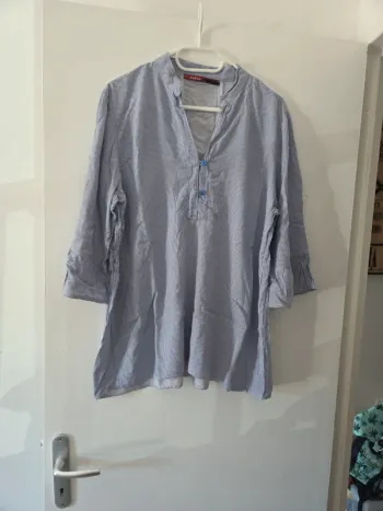 Blouse manche 3/4 femme rayé bleu blanc TBE taille 4 kakie
