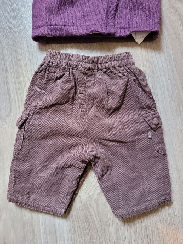 Gilet avec capuche + pantalon velours 1 mois 53 cm Obaibi - photo numéro 3